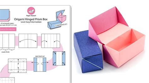 Origami Hinged Prism Gift Box Diagram | Origami diagrams, Origami box ...