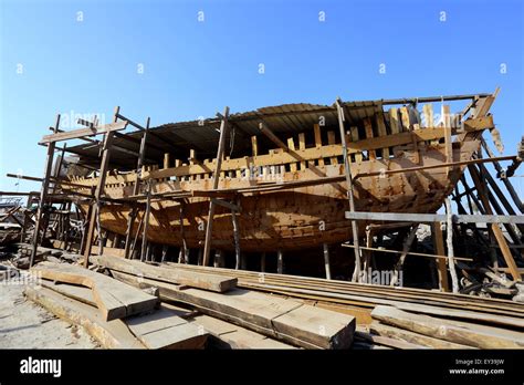 Dhow under construction at the dhow building yard, Muharraq, Kingdom ...