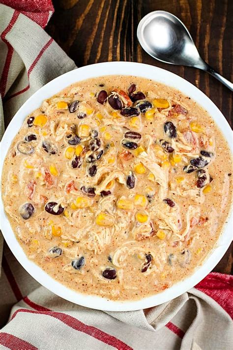 Easy Crock Pot Cream Cheese Chicken Chili - Yummy Healthy Easy