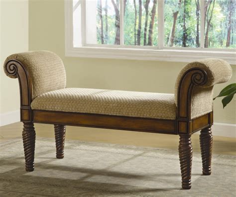 Upholstered Bench with Rolled Arms - USA Furniture Warehouse