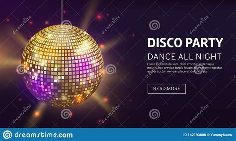 Disco Banner. Mirrorball Party Disco Ball Invitation Card Celebration Fashion Partying Poster ...