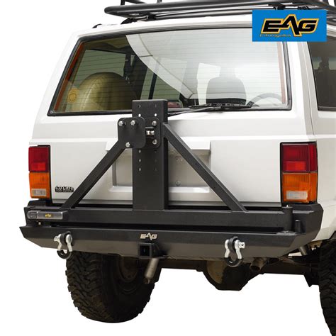 EAG Steel Rear Bumper with Tire Carrier Fit for 1984-2001 Jeep Cherokee ...