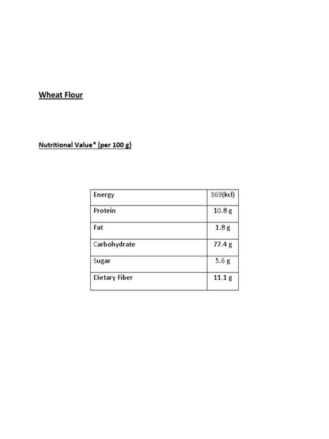 Wheat Flour: Nutritional Value (Per 100 G) | PDF