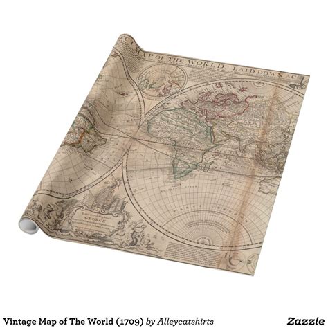 Vintage Map of The World (1709) Wrapping Paper | Zazzle | Vintage map, Antique world map ...