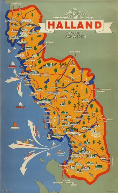 Original vintage poster: Halland - Sweden designed by Lorentzon ...