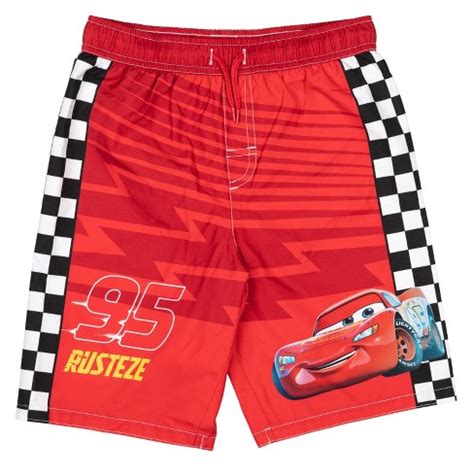 Disney Pixar Cars Lightning Mcqueen Little Boys Swim Trunks Red 7-8 ...