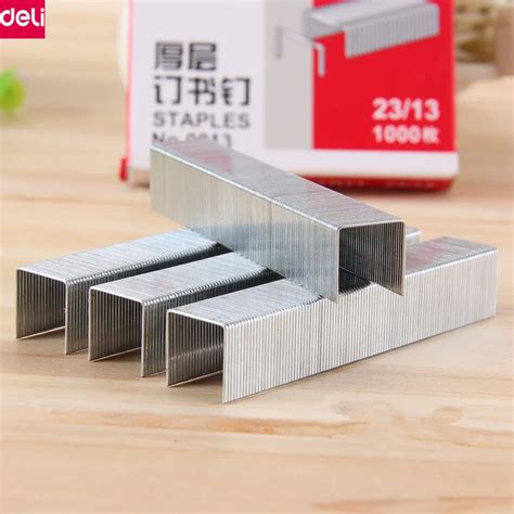 Deli Staples Silver Metal Booking Binding Staples 23/13 Heavy Duty Staples 1000pcs Office School ...