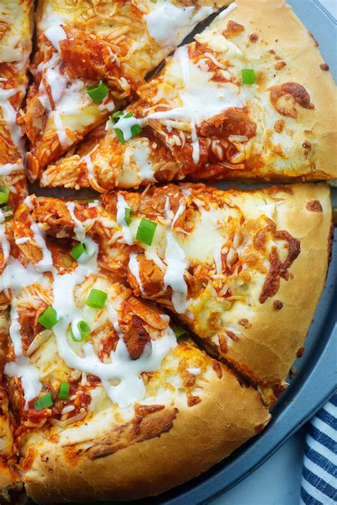 The Best Buffalo Chicken Pizza Recipe! | BunsInMyOven.com