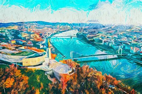 Premium Photo | Budapest hungary oil paint landscape