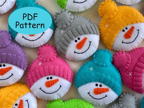 Felt snowman christmas ornament pattern snowman face decorations winter ornaments kid friendly ...