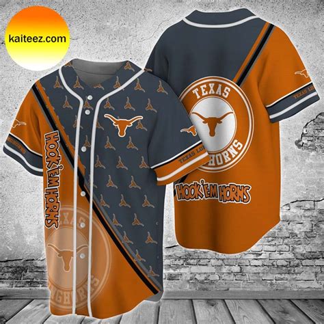 Texas Longhorns baseball Grenade Pattern Baseball Jersey - Kaiteez