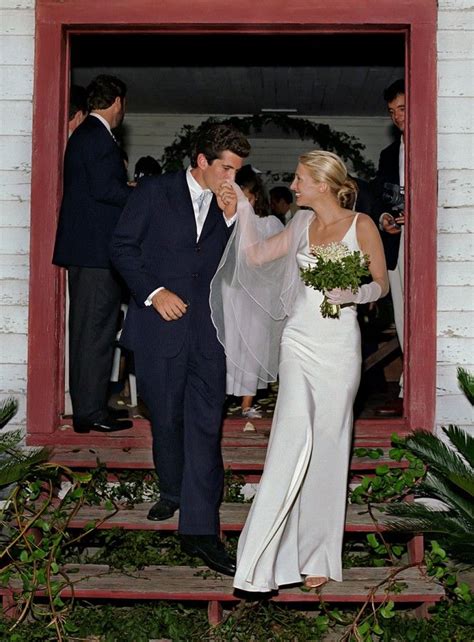 John Kennedy and his bride Caroline | Celebrity bride, Celebrity wedding dresses, Carolyn ...