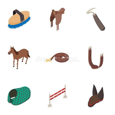 Horse Stable Icons Set, Isometric Style Stock Vector - Illustration of isometric, lease: 124661241