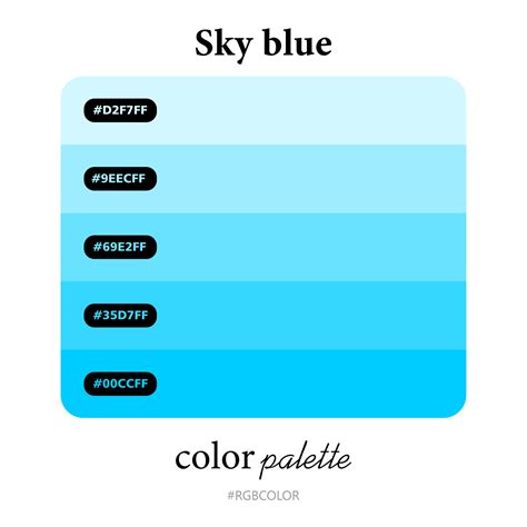 Sky blue color palettes accurately with codes, Perfect for use by illustrators 14159059 Vector ...