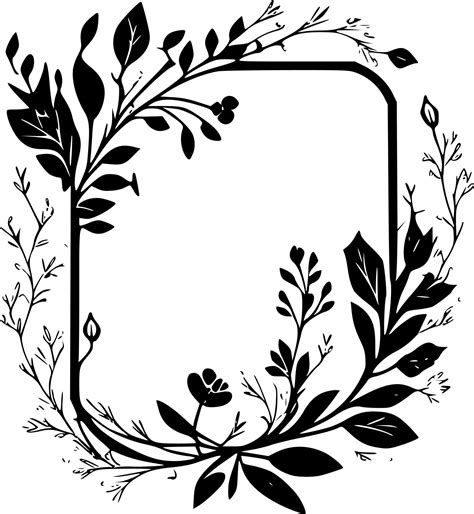 Floral Frame, Black and White Vector illustration 24569419 Vector Art at Vecteezy