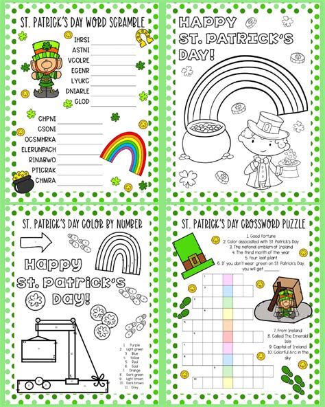 St. Patrick's Day Activity Sheets - Crafts by Amanda - Free Printables