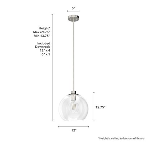 Hunter Xidane Brushed Nickel Mid-century Clear Glass Globe LED Hanging Kitchen Island Light in ...
