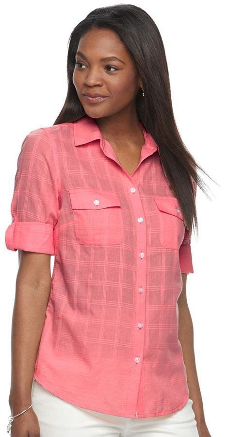 Croft & Barrow Women's Roll-Tab Shirt