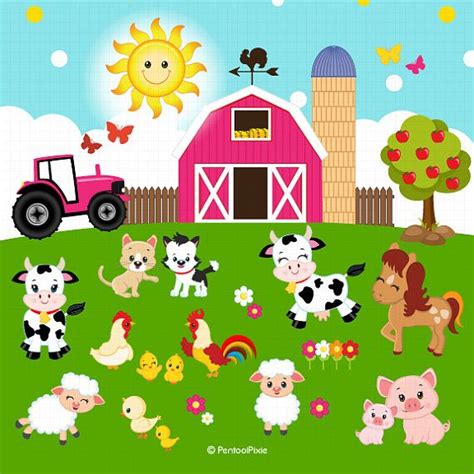 Farm Animals Clipart Farmer Girls Clipart Farm Clipart | Etsy in 2022 | Animal clipart, Farmer ...