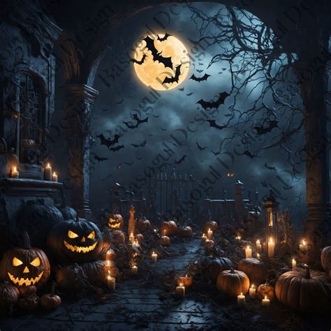 Halloween Backdrop Cemetery: halloween DIGITAL - Etsy