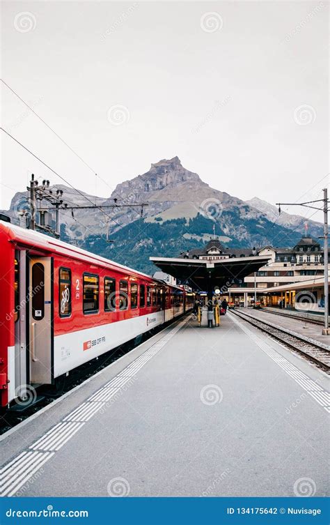 Swiss Bahn Local Train at Engelberg Station, Switzerland Editorial Photography - Image of alpine ...