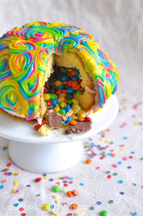 Lime & Macadamia rainbow pinata cake - with a surprise inside