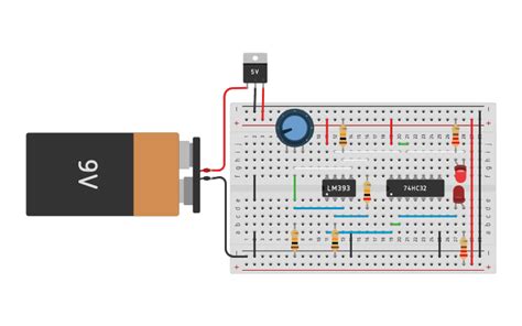 Circuit design LM393 ou 74HC32 | Tinkercad