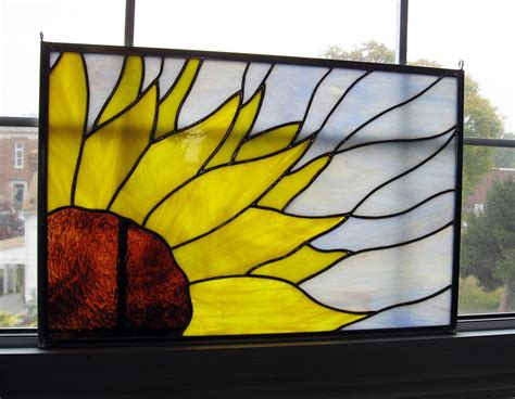 Sunflower Stained Glass Window Panel, Stained Glass Flower, Sunflower ...