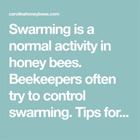 Swarm Prevention in Honey Bees - Carolina Honeybees | Honey bee swarm, Bee swarm, Bee