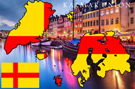 a map of the country of denmark with its flag in front of some buildings and water