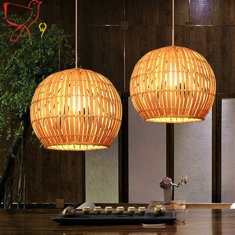 Country style bamboo Pendant Lights Southeast Asia style handmade Bamboo birdcages hanging lamp ...