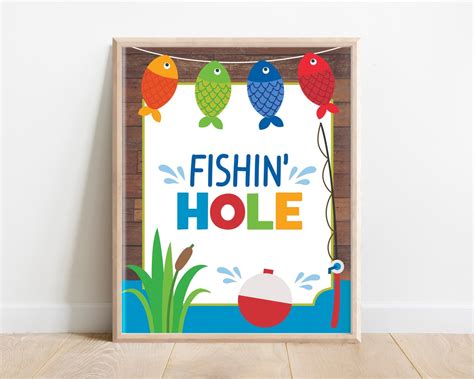 Fishin' Hole Sign, Fishing Table Sign, Fishing Party Food Signs ...