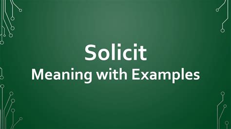 Solicit Meaning with Examples - YouTube