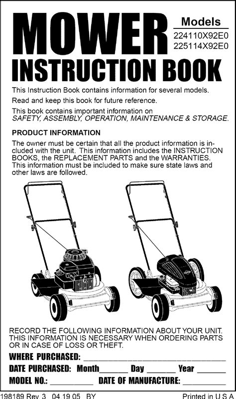 Murray Riding Lawn Mower Owner's Manual