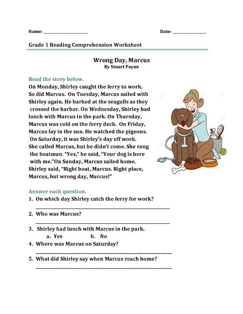 Free Printable Reading Worksheets For 1St Grade