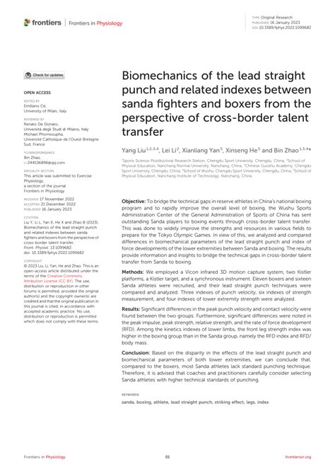 (PDF) Biomechanics of the lead straight punch and related indexes between sanda fighters and ...