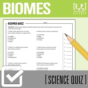 Biomes Quiz | Editable Science Quiz by EzPz-Science | TPT