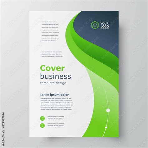 Flyer brochure design template curves theme green color vector Stock Vector | Adobe Stock