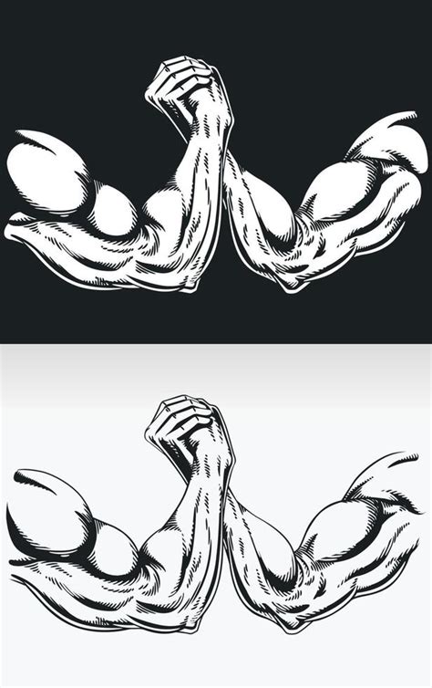 Silhouette Arm Wrestling Muscular Hand Fighter 10682373 Vector Art at ...