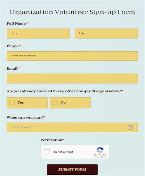 Free Volunteer Forms - Form Templates | 123FormBuilder