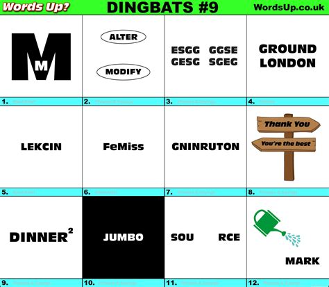 Dingbats Quiz #9 » Find the answers to over 730 Dingbats! » Words Up Games