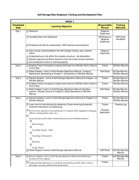 Training Schedule Template For New Employees | printable schedule template