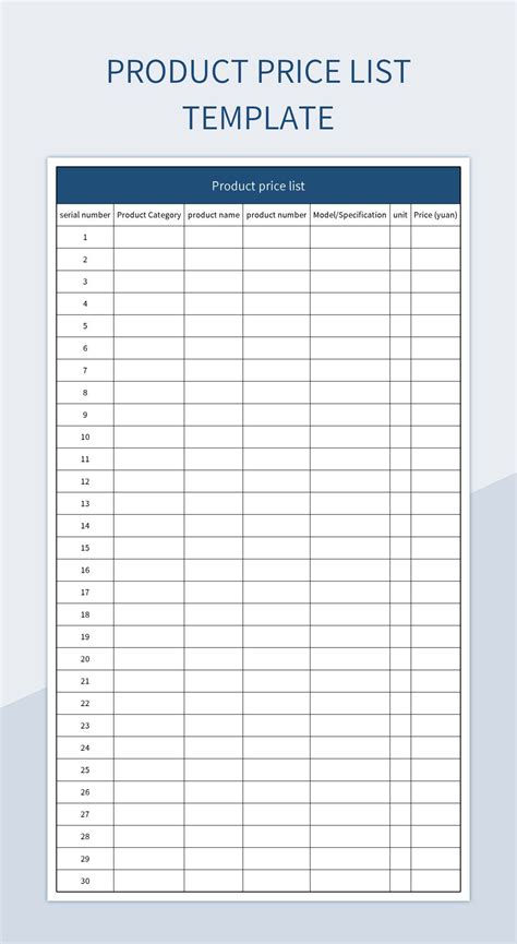 Free Price List Template Templates For Google Sheets And Microsoft ...