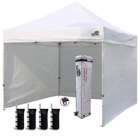 Buy Eurmax 10x10 ez pop up canopy outdoor canopy instant tent with 4 zipper sidewalls and roller ...