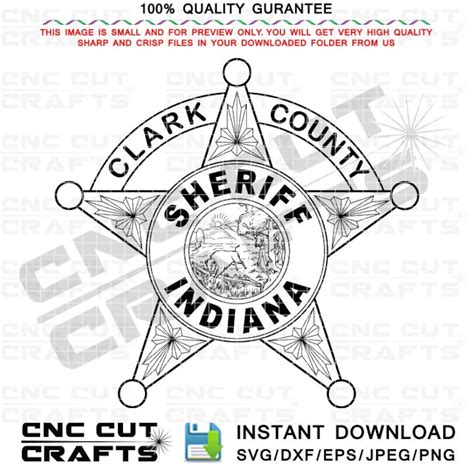 Clark County Indiana Sheriff Svg Badge Vector File in Black Line Art ...