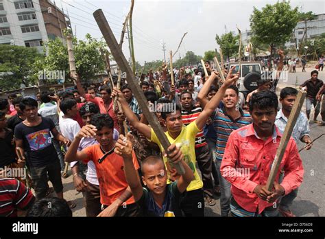 Savar, Bangladesh. 29th April, 2013. Angry workers shout slogans in the ...