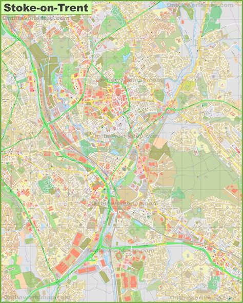 Detailed map of Stoke-on-Trent