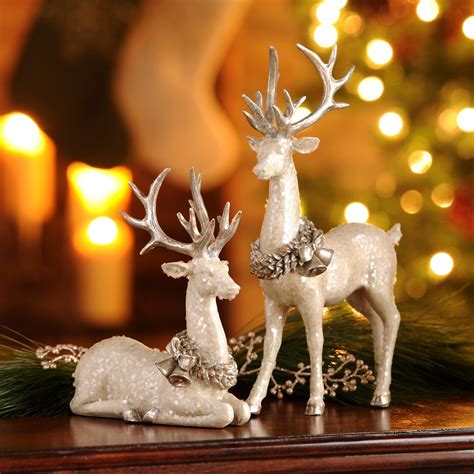 Decorate your home this holiday with this set of White Deer Statues. They are… | Christmas deer ...