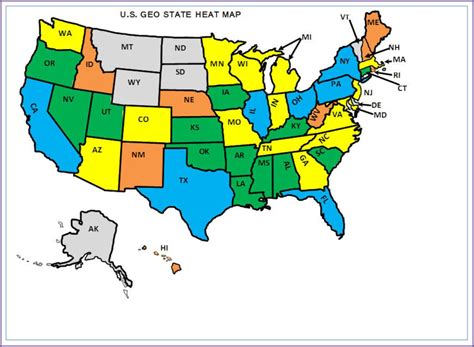 U.S State Heat Map Excel Template - Etsy