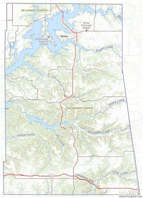 Topographic map of Delaware County, Oklahoma | Delaware, Oklahoma